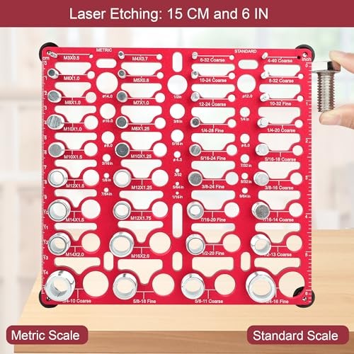 Thread Checker, 55 Bolt Size and Thread Gauge, Bolt 55 Thread Checker Red