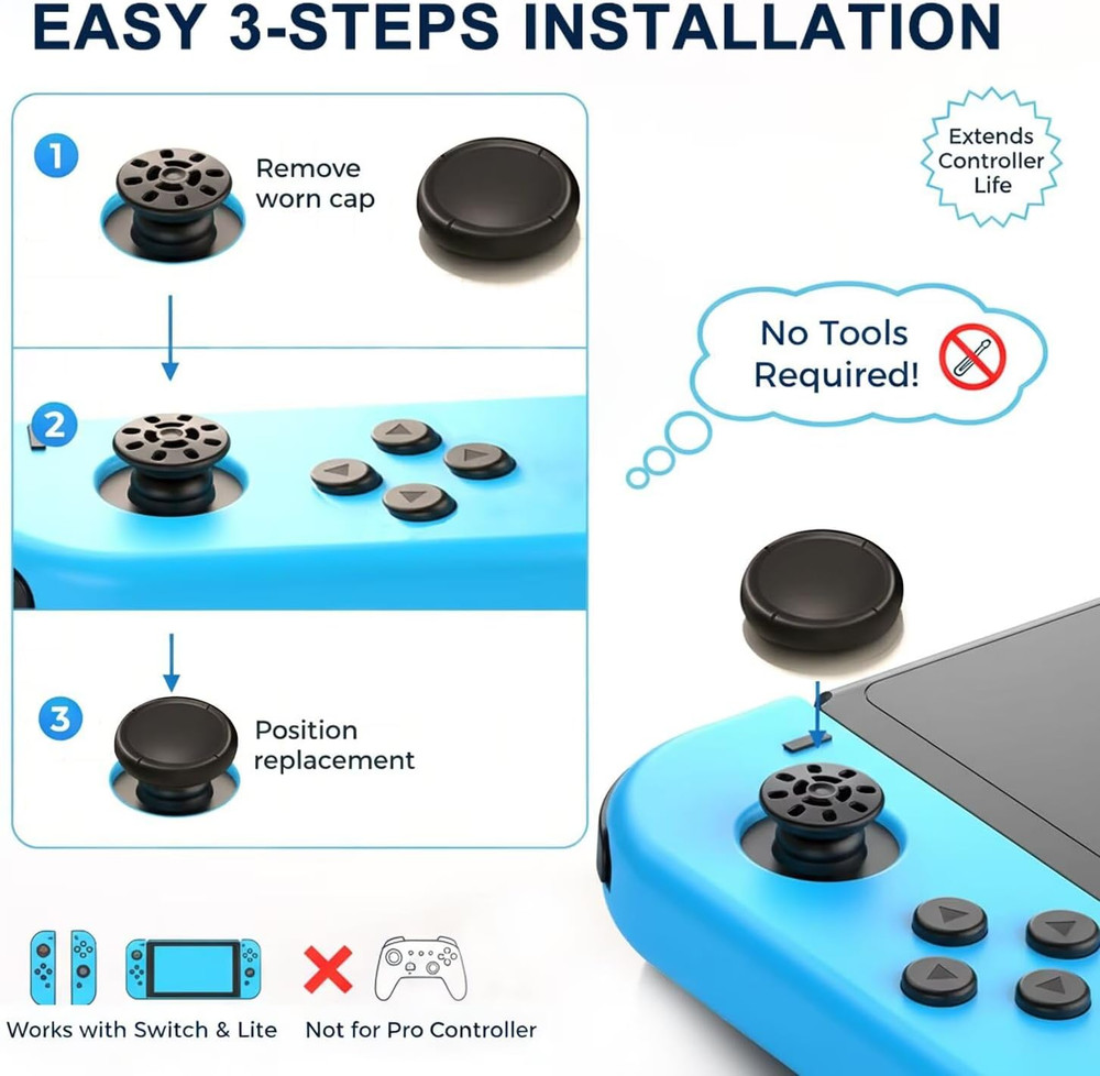 Joystick Replacement Cap Thumb Grip for Switch OLED & Switch Lite, Joystick Grip