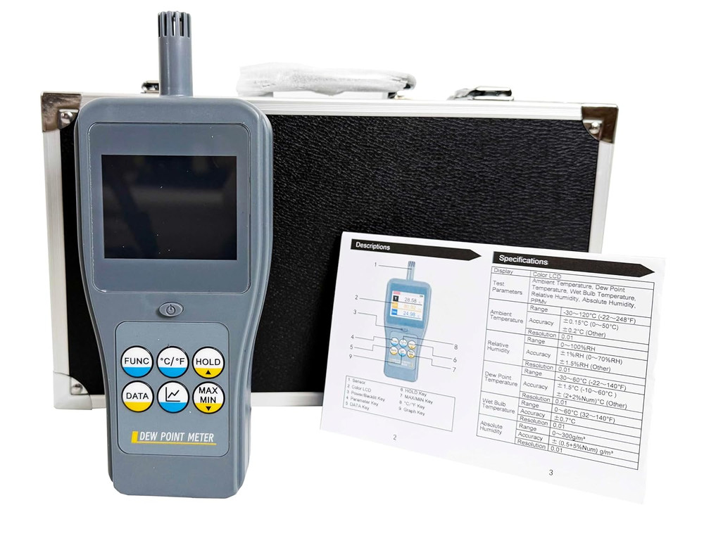 Handheld Integrated Dew Point Meter with PPMv Range 300~240000 LCD with Display