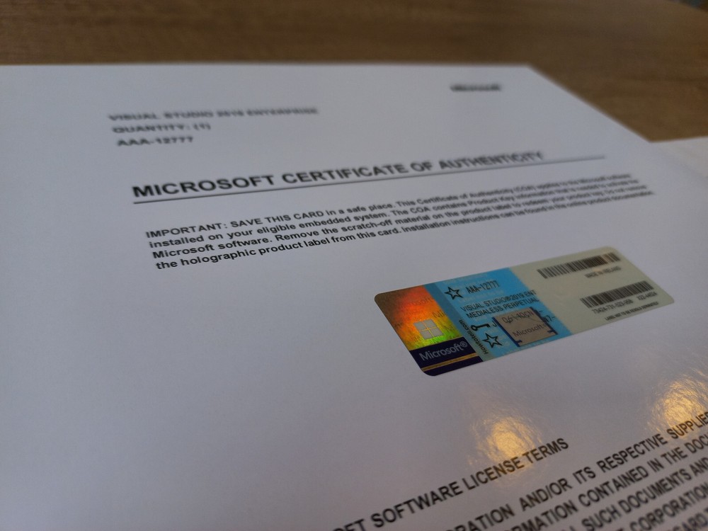 Microsoft Visual Studio 2019 Enterprise CoA AUTHENTIC License AAA-12777