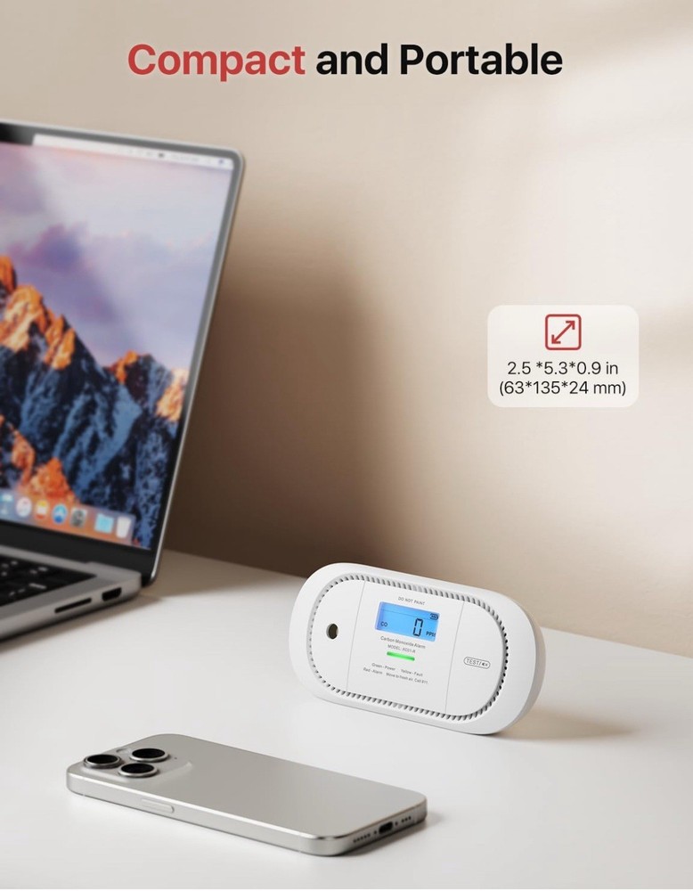 X-Sense CO Detector W/ Digital LCD Display Replace Battery