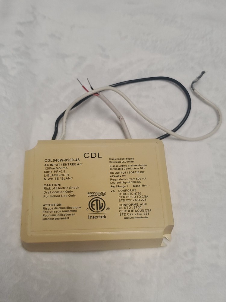 Intertek CDL040W-0500- 48 Class 2 Dimmable LED Driver