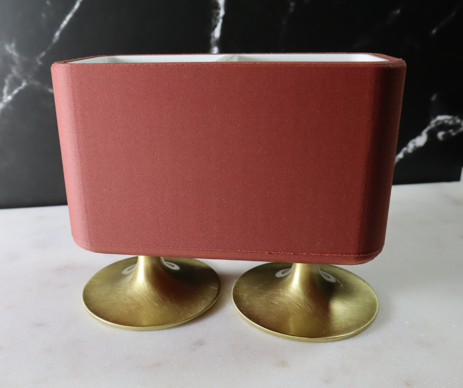 Modern Desk Organizer Solid Brass Pedestals Dual Compartment Office