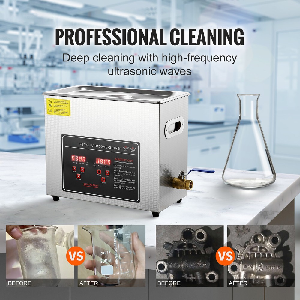 6L Ultrasonic Cleaner with Timer Heating Machine Digital Sonic Industry Heated