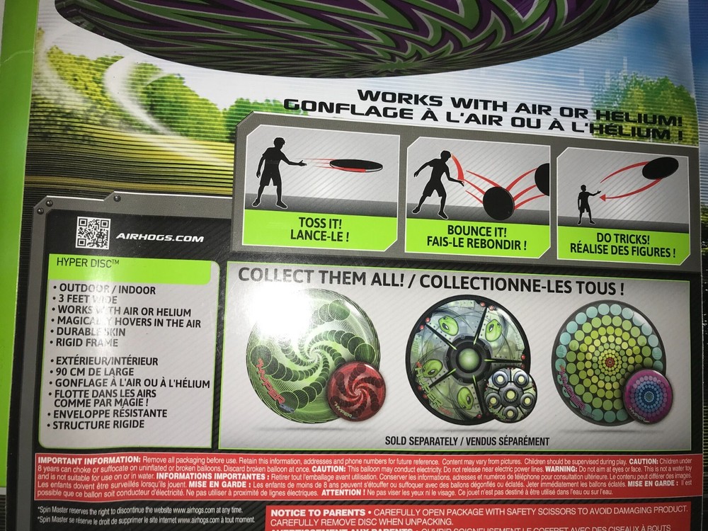 NOS Rare AIR HOGS Giant 3’ Diameter HYPER DISC Hovering ZIG-ZAG Disk INFLATABLE