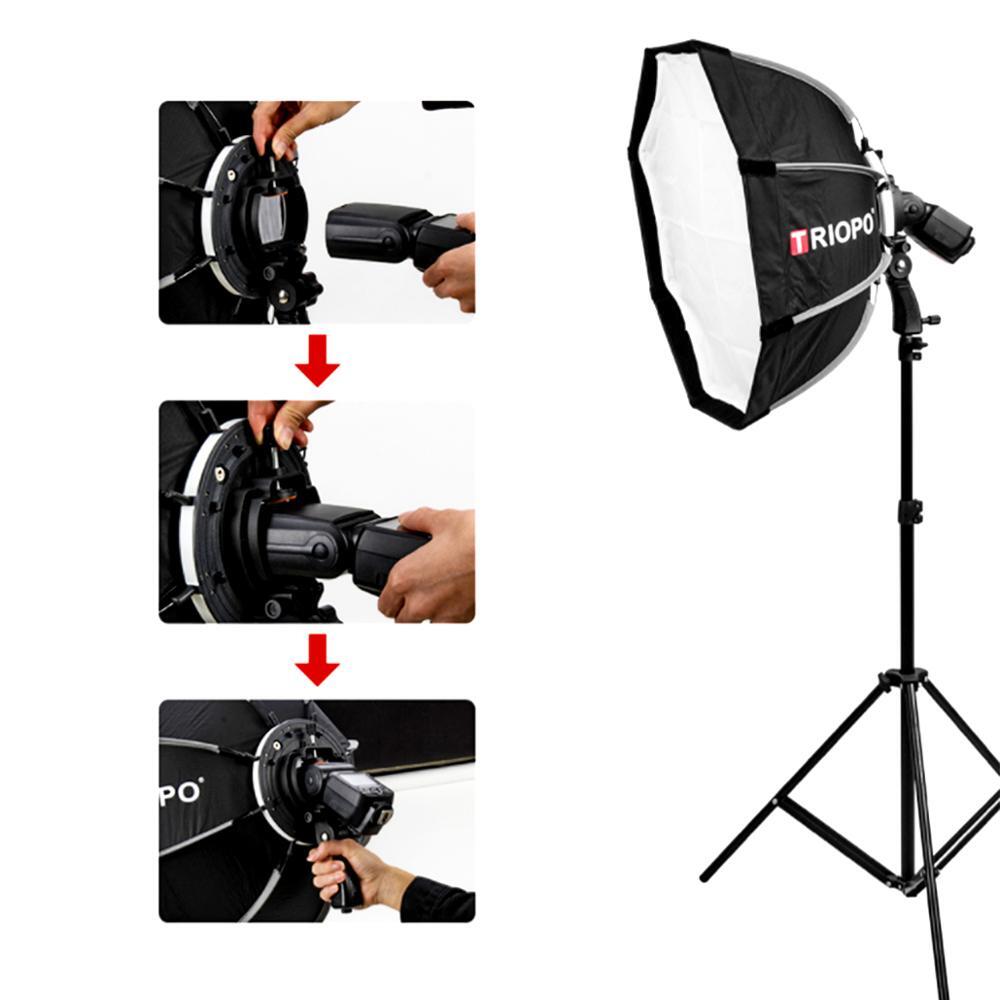 Triopo Portable 55cm Speedlite Octagon Umbrella Softbox +Honeycomb Grid +Bracket