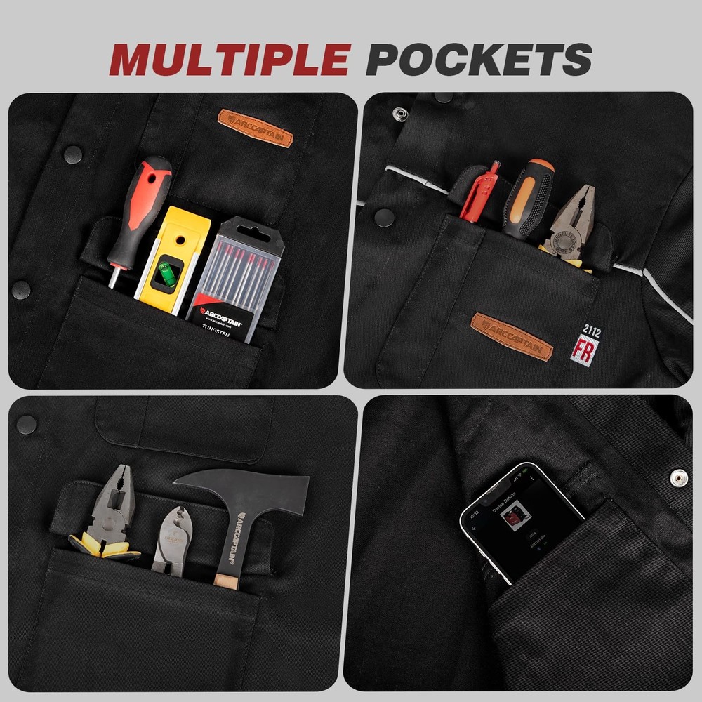 Welding Jacket, 11oz Flame Resistant (FR) Cotton Welding Jackets for Men and ...