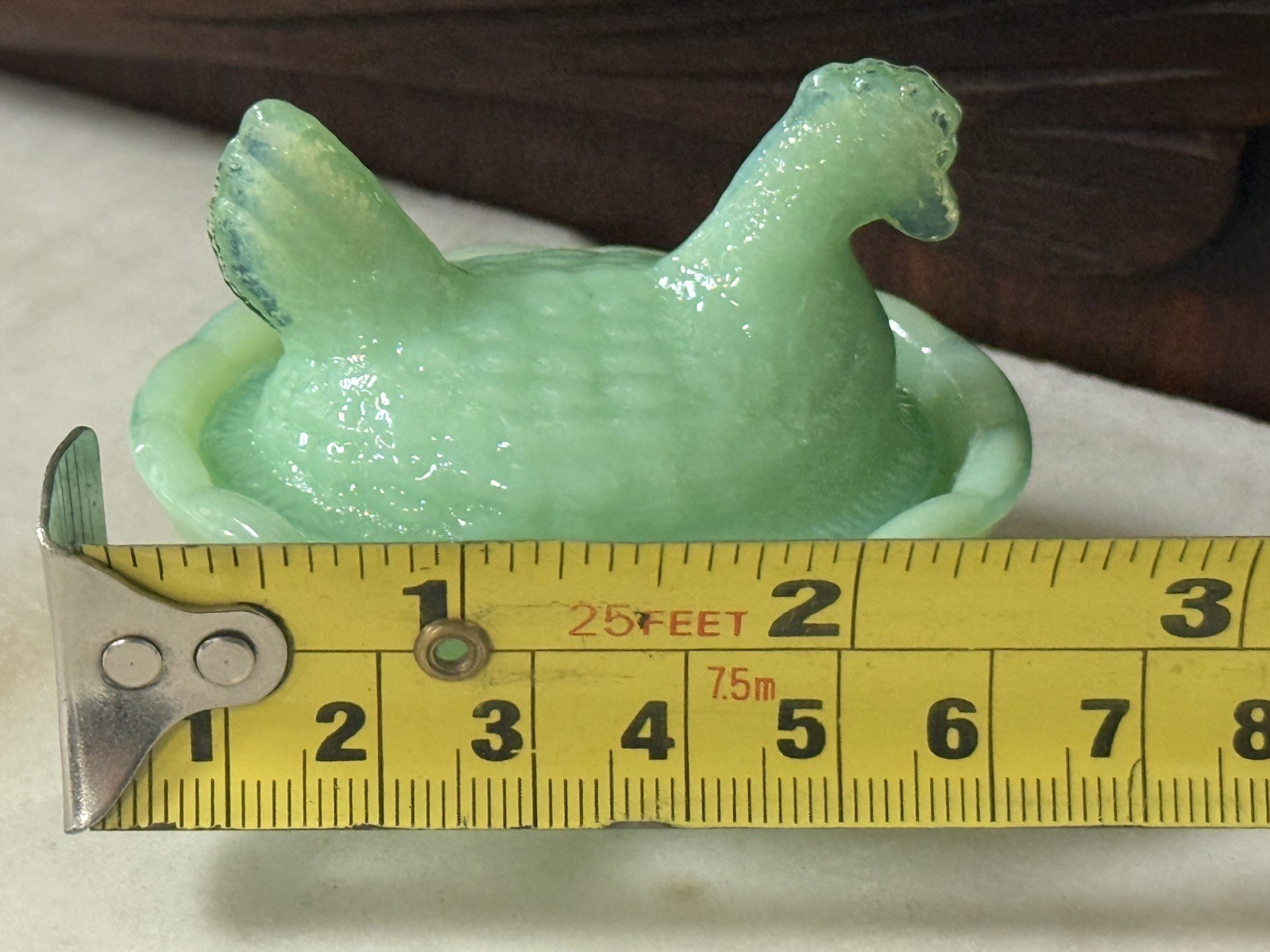 Jadeite Glass Mini Hen On A Nest, Salt dip, 2.5”