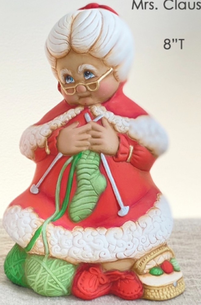 Ready to Paint ~ Ceramic Bisque~~ Small Retro Mrs. Claus 8" Tall