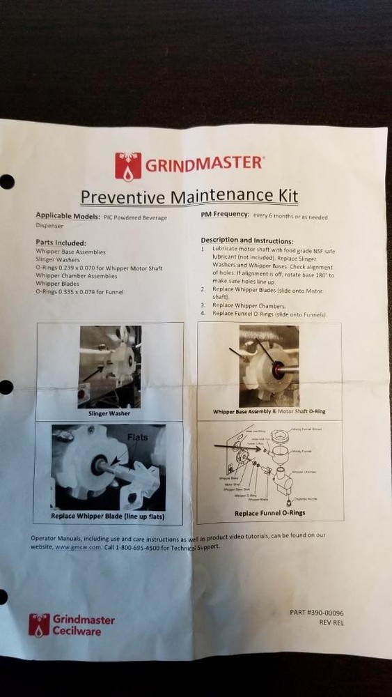 GRINDMASTER-CECILWARE 250-00112 Preventive Maintenance Kit, Grindmaster-C
