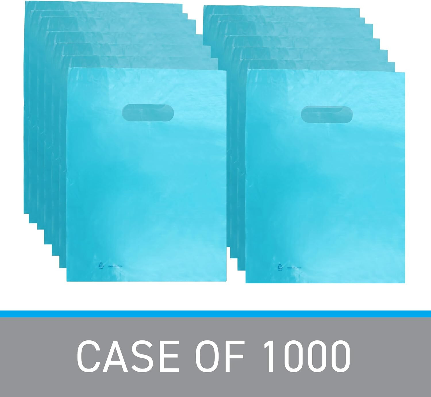 Plastic Bags 1000 Blue Shopping Merchandise Die Cut Handles 9 x 12" Diecut