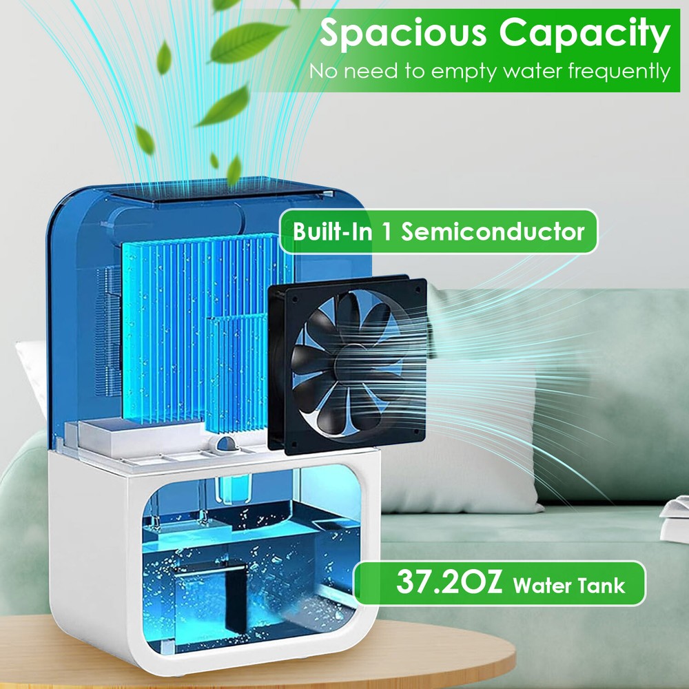 37.2OZ Dehumidifier Coverage Touch Control Portable Home Bedroom Dehumidifier