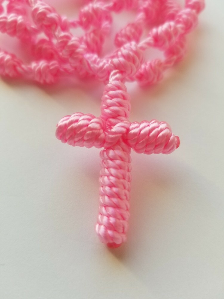 Nylon Rosary Knotted Cord Pink