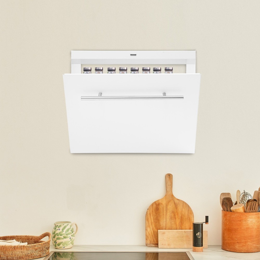 Kitchen Storage Rack with Pull-down Cover Wall Spice Organizer Under Cabinet