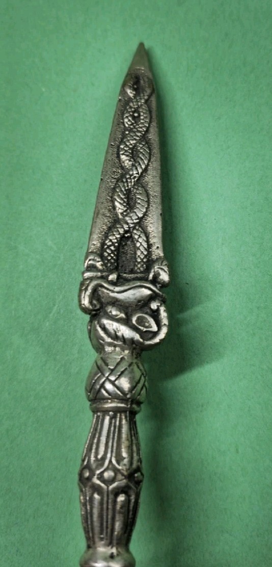 Vintage 7½" Nepal Tibet Buddhist Solid Metal 3-Faced Mahakhala Phurba Dagger