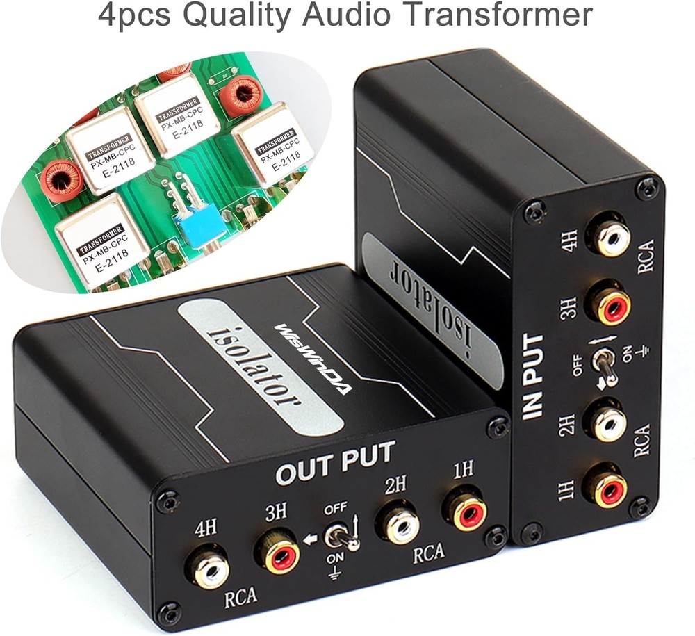 WisWinDa 4 Channel RCA Ground Loop Noise Isolator