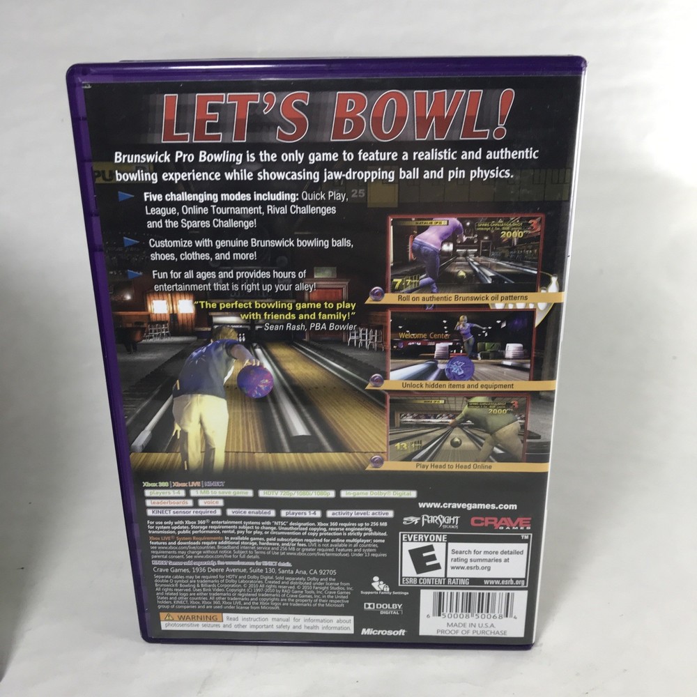 Microsoft Xbox 360 Kinect Motion Camera Sensor Bar w/ 2 Games BUNDLE Bowling