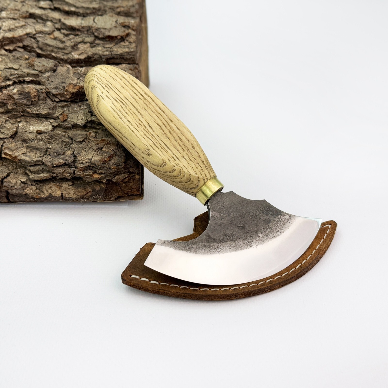 Hand-Forged Leather Round Knife – 52100 Carbon Steel. Leatherworking Knife.