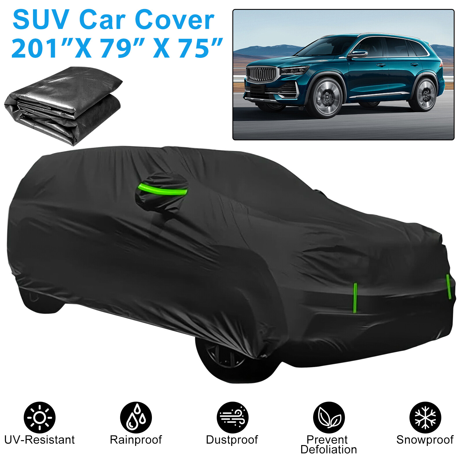 XXL Large Waterproof Full SUV Car Cover Snow Dust All Weather Protector Outdoor