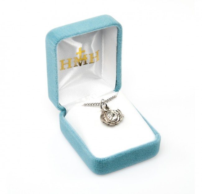 Sterling Silver Small Rose Bud Triple Slide Medal Necklace