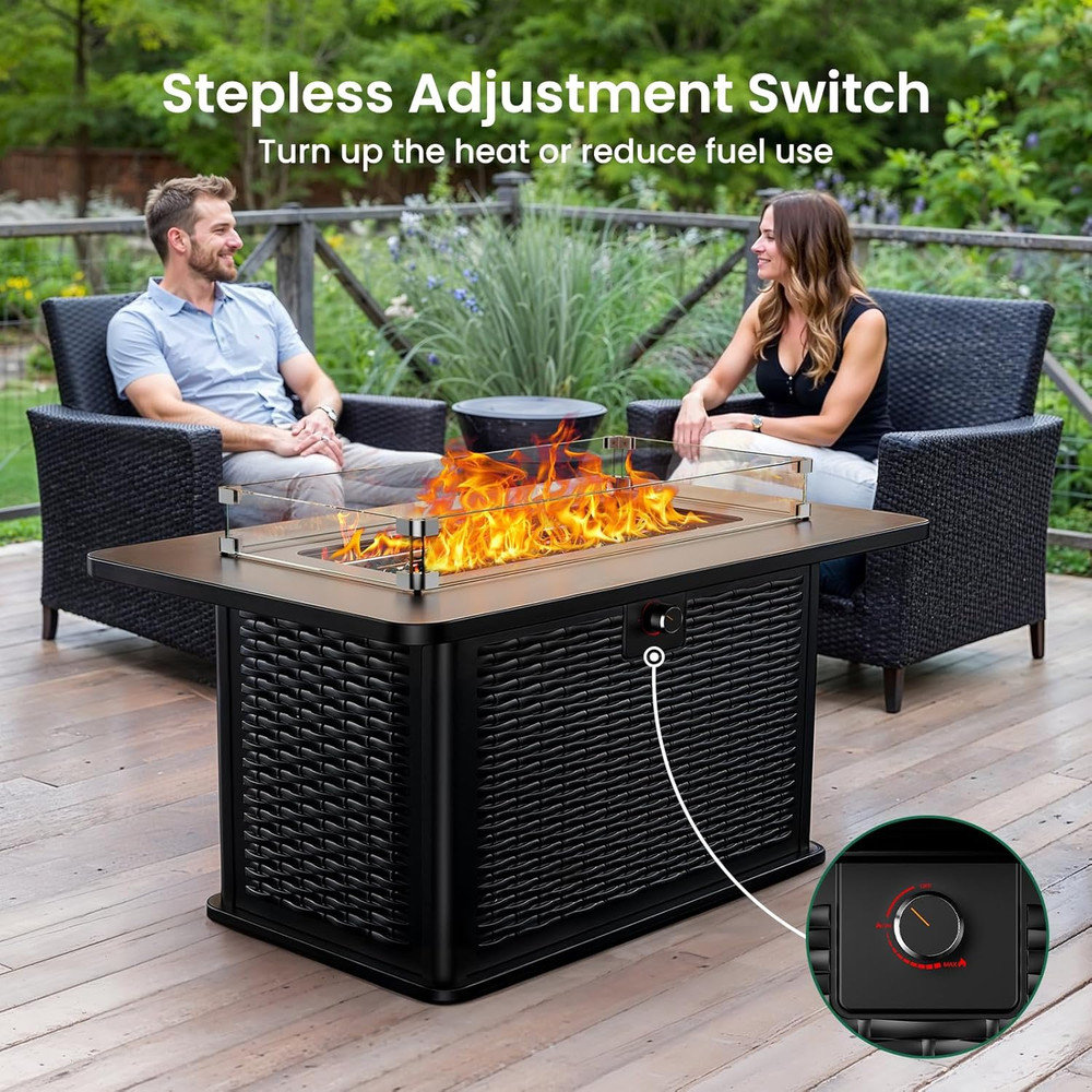 43-Inch Rectangular Propane Fire Pit with 60,000 BTU Output, Fire Pit Table Prem