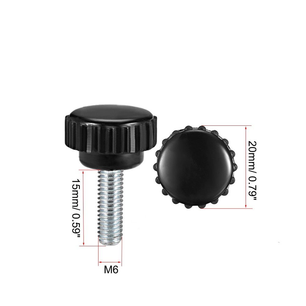 M6 x 15mm male thread knurled locking knobs 3 pcs