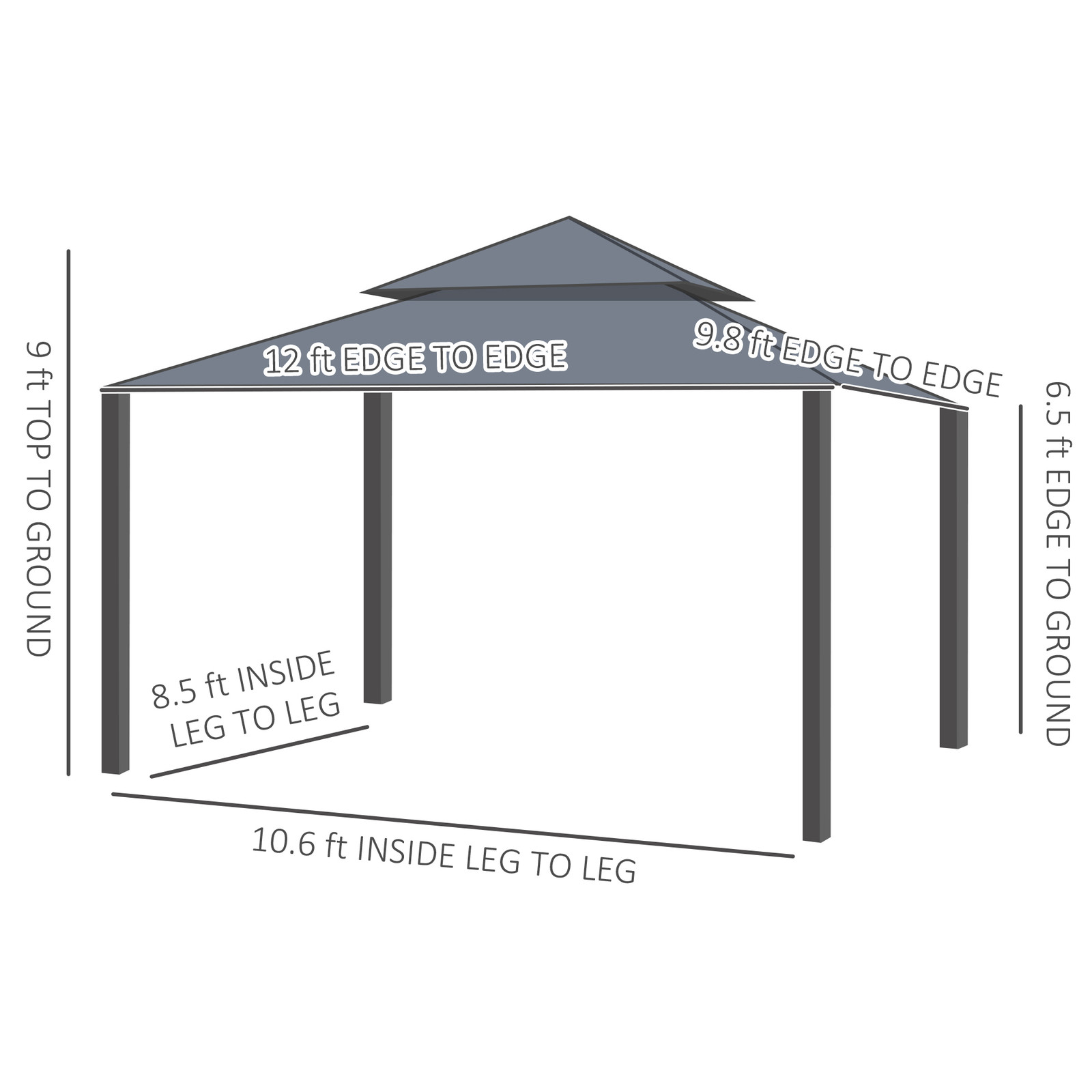 Outsunny 10' x 12' Double Roof Outdoor Gazebo with Netting & Curtains