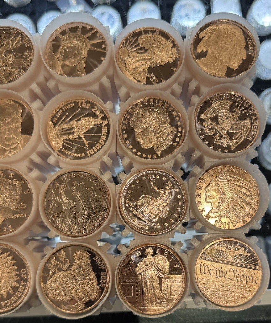 LOT OF 500 OZ Dealers Choice 1 OZ FINE COPPER ROUNDS - BULLION - FULL BOX OF 500