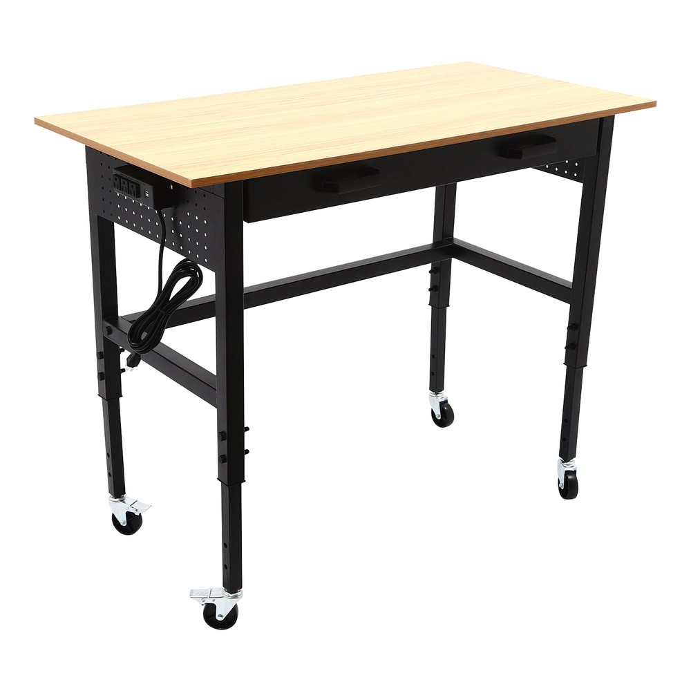 Mobile Workbench, Work Bench for Garage Office Home, Height Adjustable Workbench