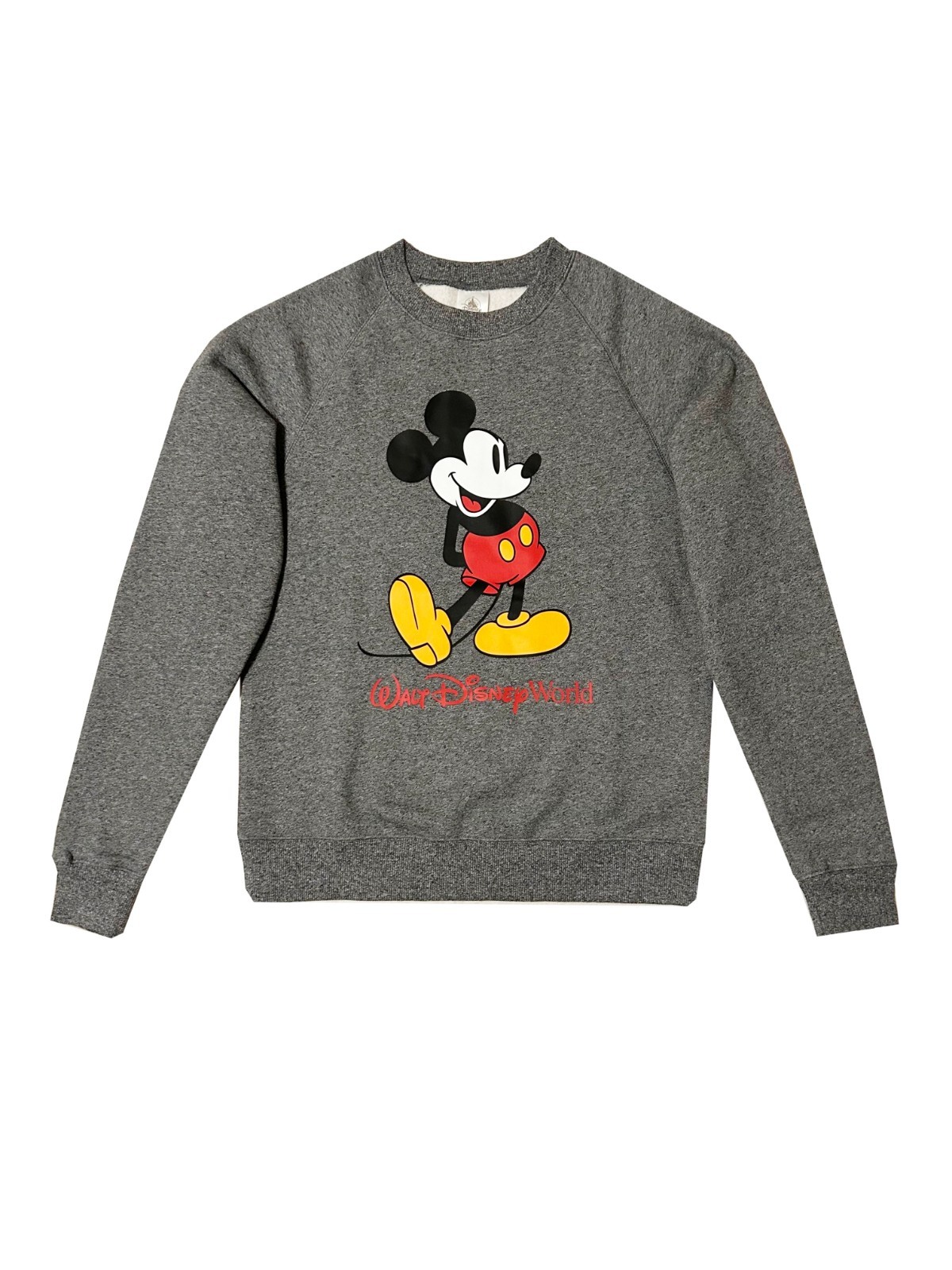 Walt Disney World Mickey Mouse Fleece Crew Sweatshirt Pullover Gray S, L