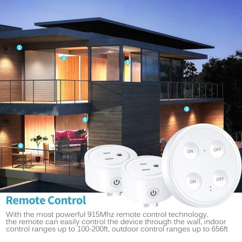 Mini Remote Control Outlet Plug: 656ft Range — Wireless 1 Remote + 2 Outlets