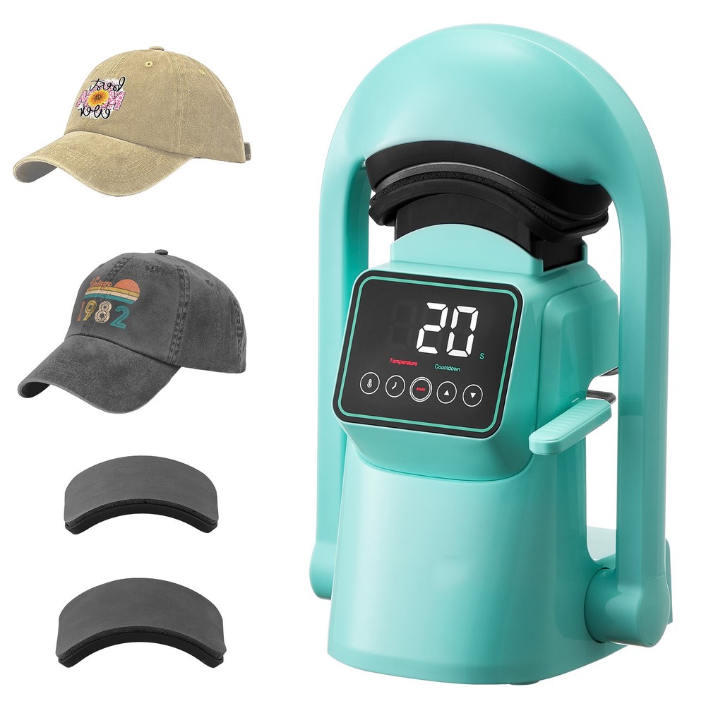 Auto Hat Heat Press Machine with 2pcs Interchangeable Platens Touchscreen Green