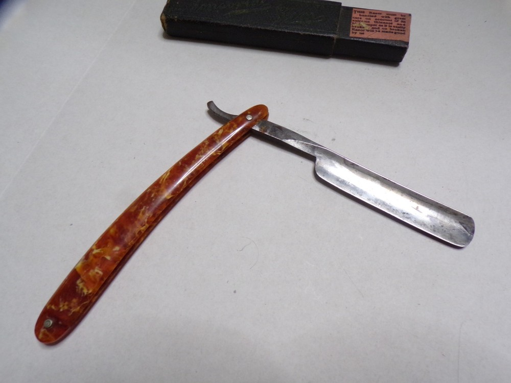 VTG Straight Razor Cracked Handle