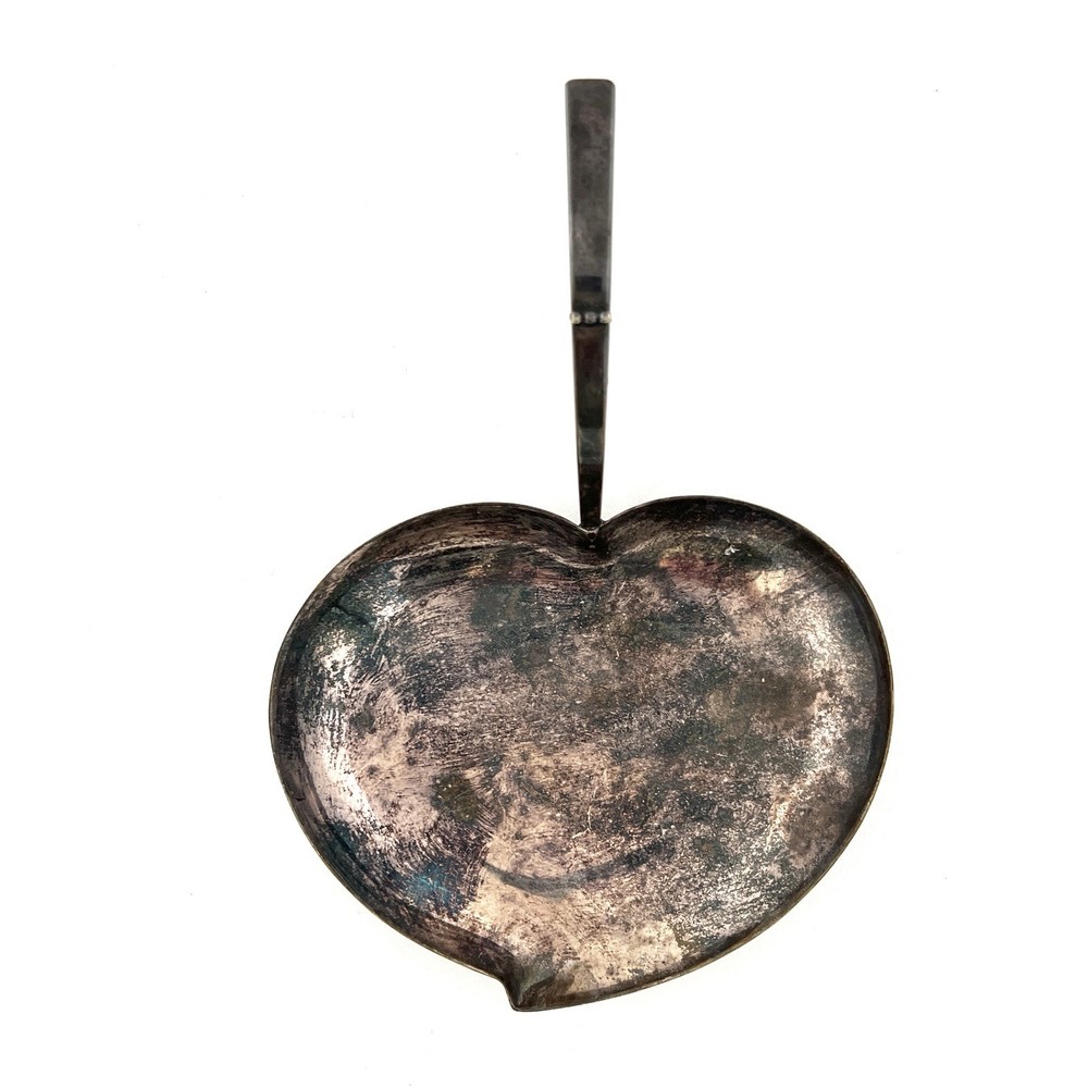 Vintage 1950s Three Crowns Silverplate Leaf Handled Dish for Jewelry Coins Keys