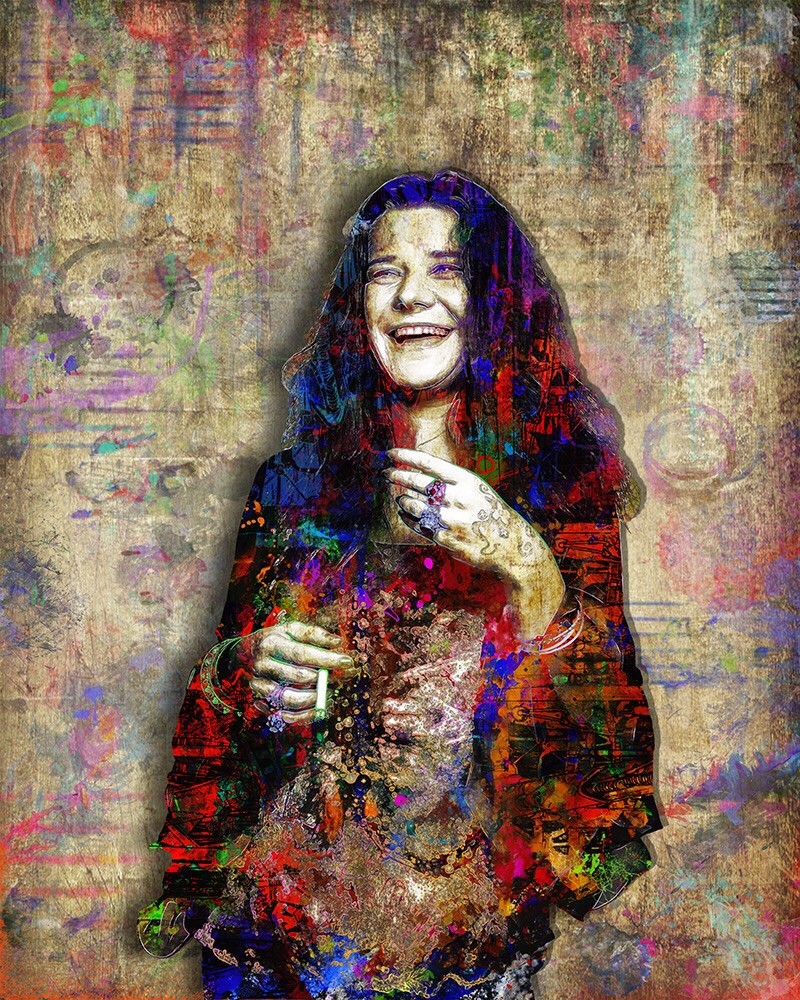 JANIS JOPLIN 8x10inch Pop Art Poster, Janis Joplin Tribute Free Shipping US
