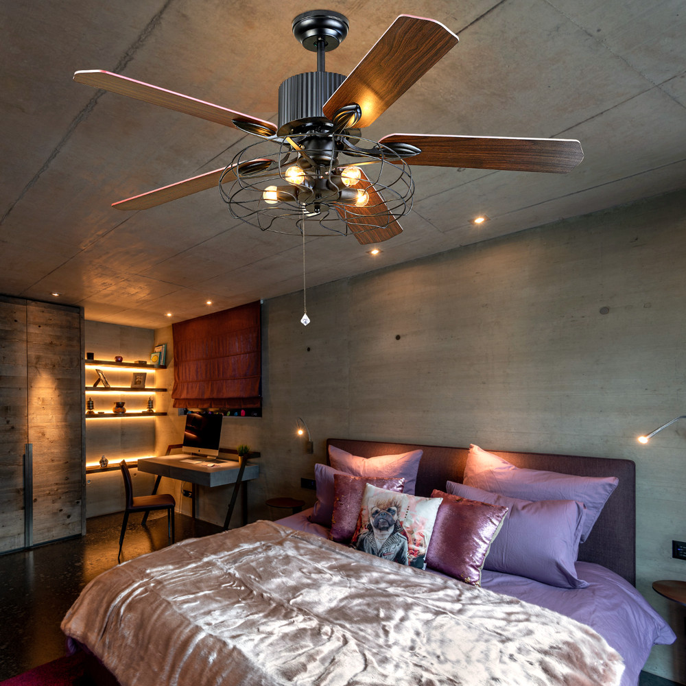 52'' Industrial Ceiling Fan with Light Kit Silent Motor and Dimmable