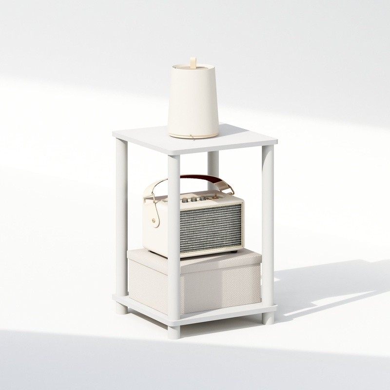 Compact Nightstand Bedside Table Easy Assembly 2-Tier Storage Modern Design New