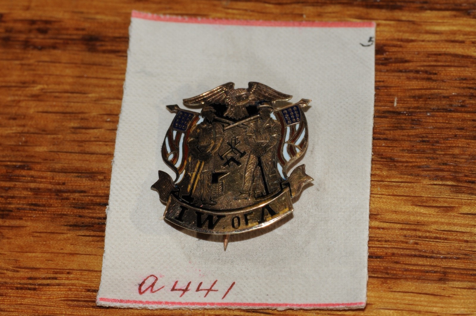 IW. of A Fraternal Organization Pin Gold Filled 1902 New Old Stock Old*********