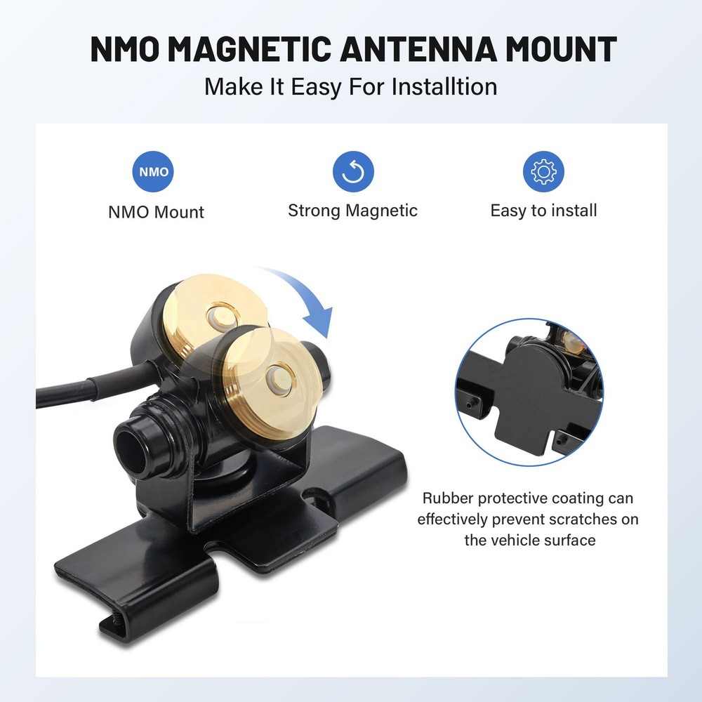 Anina Adjustable NMO Antenna Lip Hatchback Mount base+rain cap, black