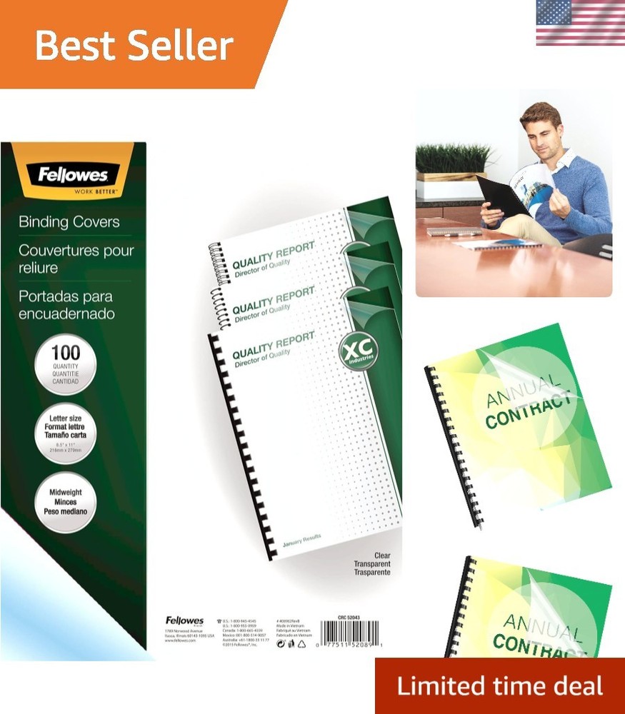 8mil Clear Binding Presentation Covers - 100 Pack for Enhanced Document Displays