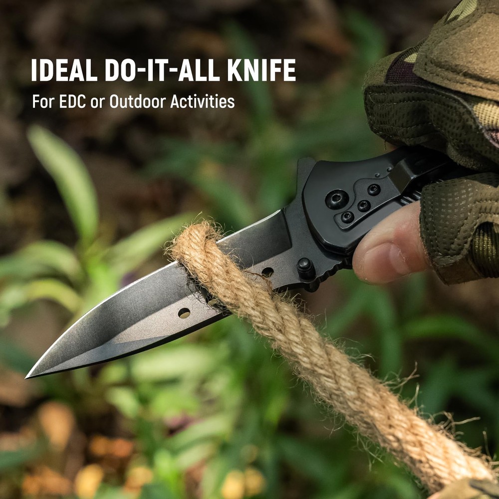 Pocket Knife for Men - Sharp Blade Wood Handle Pocket Folding Knives with Cli...