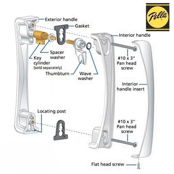 Pella Sliding Door Key Cylinder Lock Kit