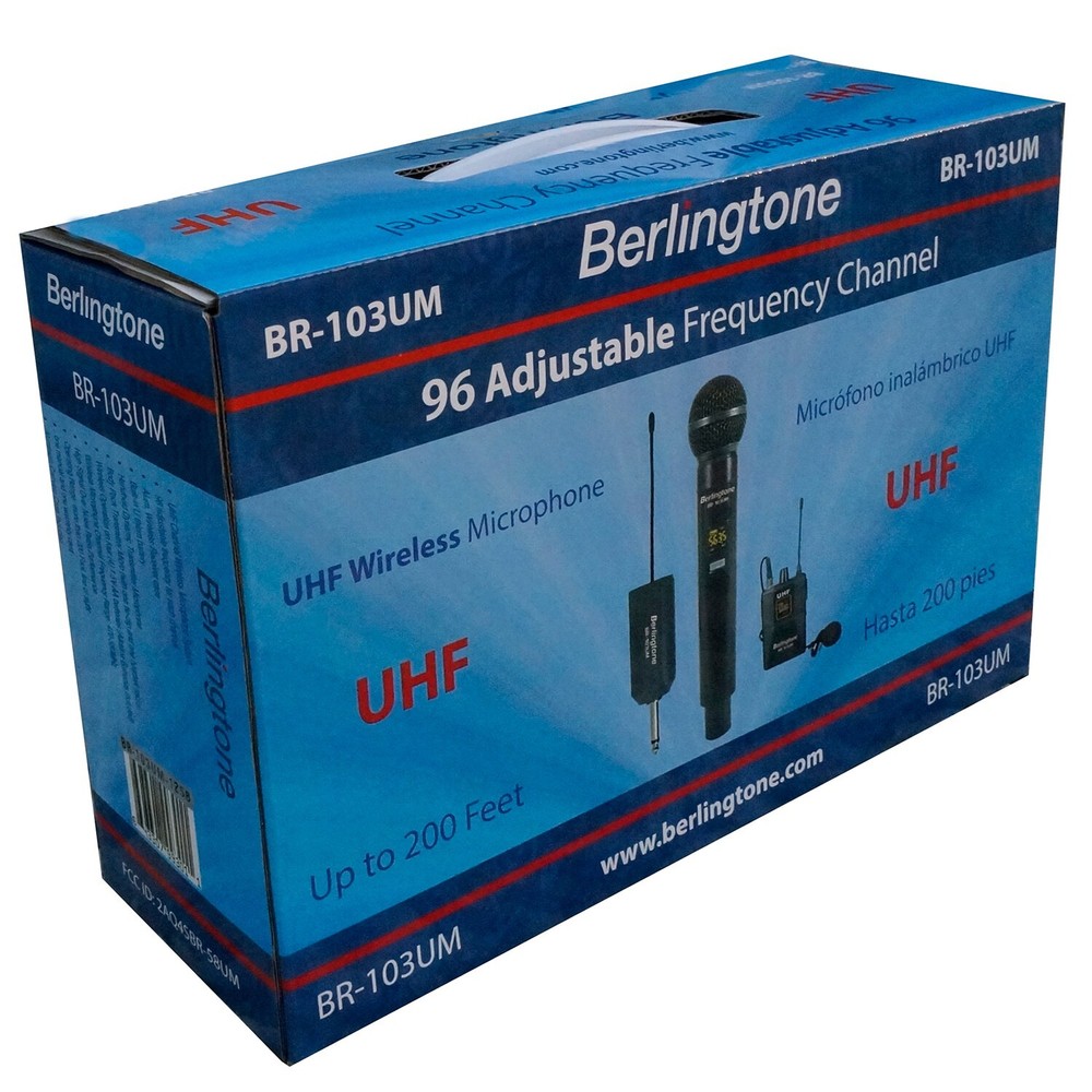 Berlingtone BR-103UM Dual UHF Wireless Microphone System, Headset, 96 adjustable