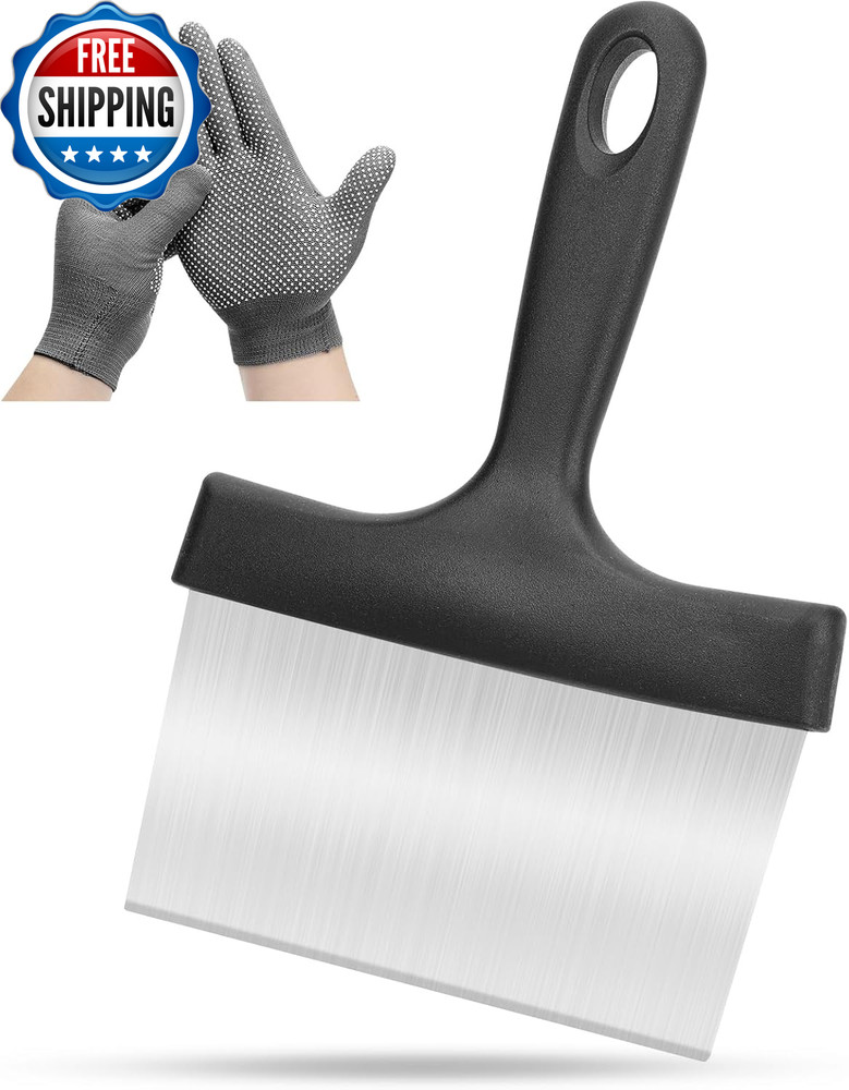 Griddle Scraper Stainless Steel Flat Top Grill Scraper with 5 Handle....