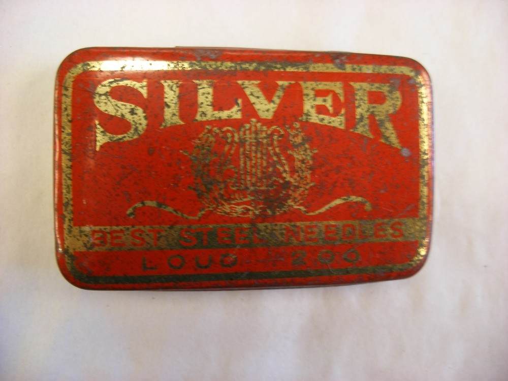 Phonograph Victrola Gramophone Needle Tin - Silver