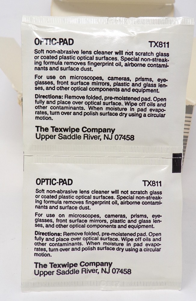 Texwipe Optic-Pad Camera Microscope Prisms Soft Non-Abrasive Lens Cleaner TX811