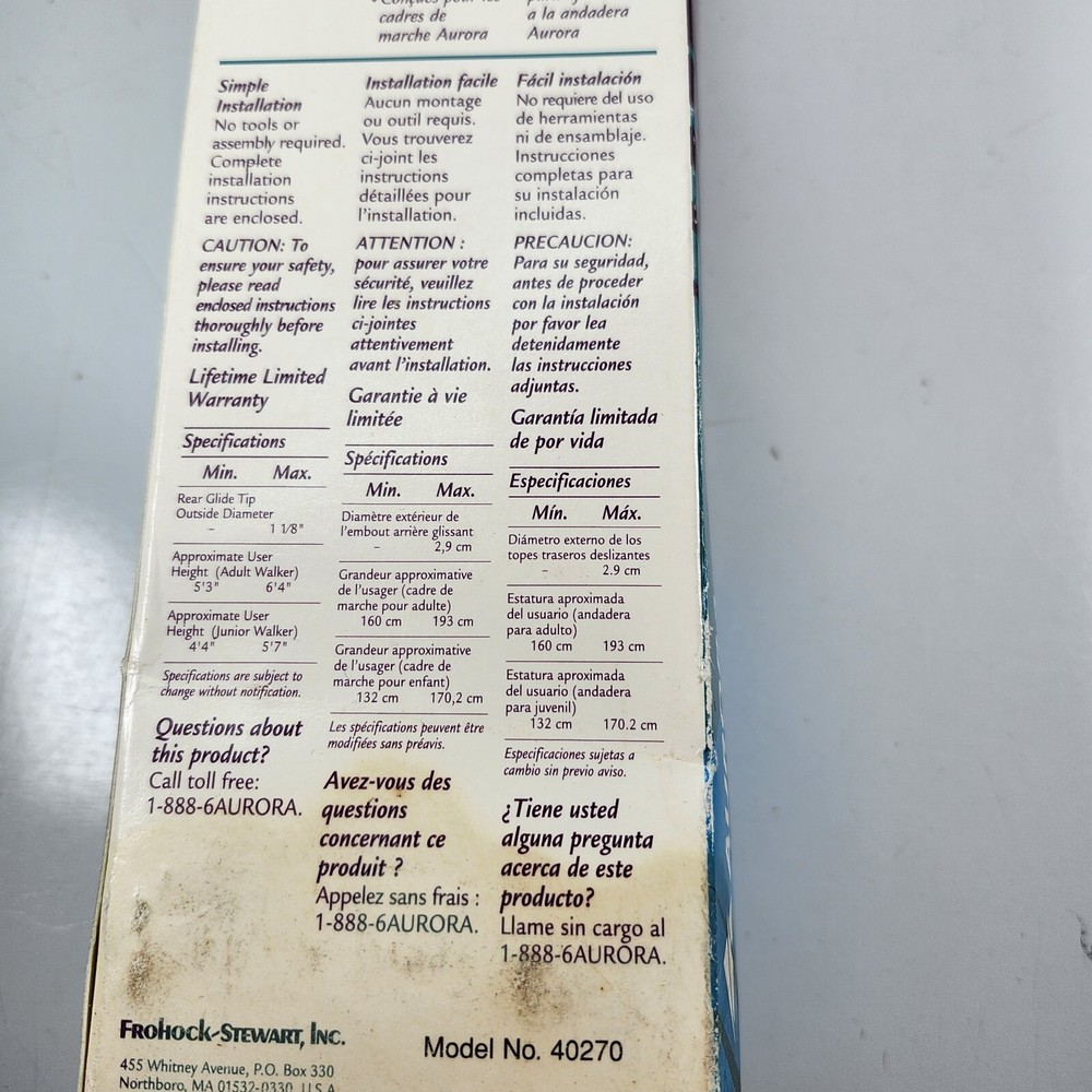 AURORA 3" FIXED FRONT WALKER WHEELS AND CAPS NEW