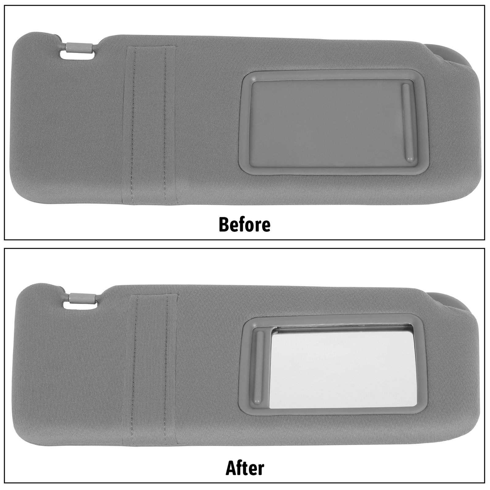 Passenger Side Sun Visor for 2007-2011 Toyota Camry Without Sunroof Light Gray