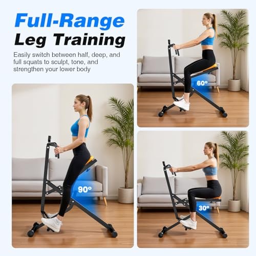 Squat Rowing Machine for Home Gym, Compact Foldable Squat Exercise Black