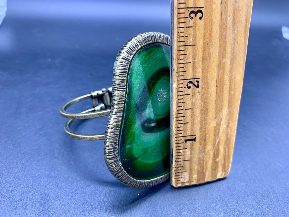 SIGNED STATEMENT FREE FORM GREEN BRONZE MODERNIST BRACELET